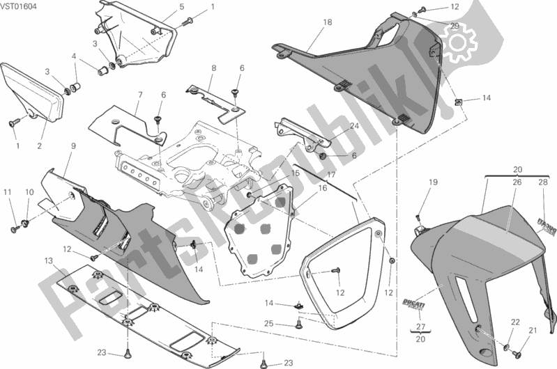 All parts for the Fairing of the Ducati Diavel Xdiavel S Brasil 1260 2017